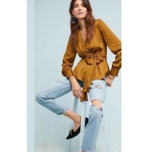 Anthropologie Moulinette Seours Satin Wrap Blouse - Size 14